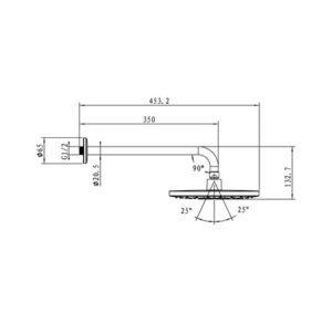Sen đầu gắn tường Hafele - AIRSENSE - 485 60 618 dimd1 457x431 crop center