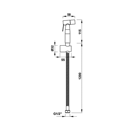 Vòi xịt vệ sinh Hafele có giá đỡ và dây sen 120 cm - 485 95
