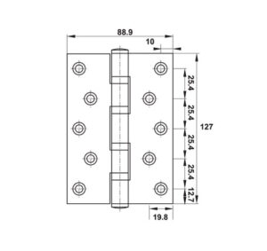 Bản lề lá Hafele inox 127 x 89 x 3 mm 2 vòng bi - 489 05 023 024 dimd1 457x431 crop center