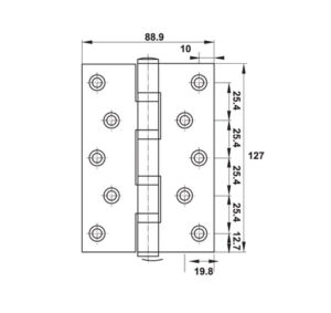 Bản lề lá Hafele inox 127 x 89 x 3 mm, 4 vòng bi - 489 05 026 dimd1 457x431 crop center