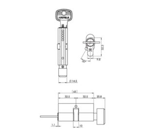 Ruột khóa cửa đi Hafele 65mm - 489 56 250 1 457x431 crop center