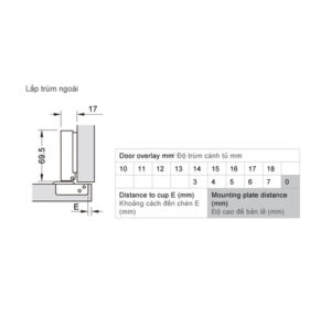 Bản lề Hafele METALLA SM 110 độ, giảm chấn, trọn bộ DIY - 493 03 020 dimd 1 457x431 crop center