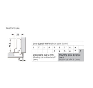 Bản lề Hafele METALLA SM 110 độ, giảm chấn, trọn bộ DIY - 493 03 022 dimd 1 457x431 crop center