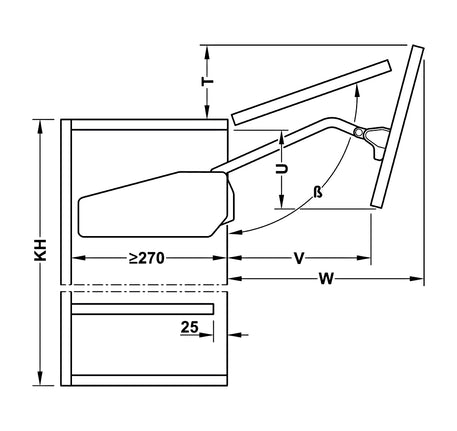 Tay nâng Hafele - Free Fold - 493 05