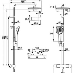 Thanh sen kết hợp Hafele có bộ trộn điều nhiệt Intensity - 495 60 102 dimd 457x431 crop center