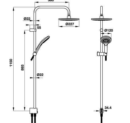 Thanh sen kết hợp Hafele - Intensity chưa gồm bộ trộn - 495 60
