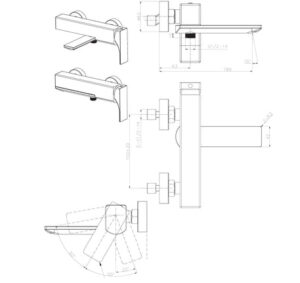 Bộ trộn bồn tắm Hafele lắp nổi REGAL - 495 61 122 dimd 457x431 crop center