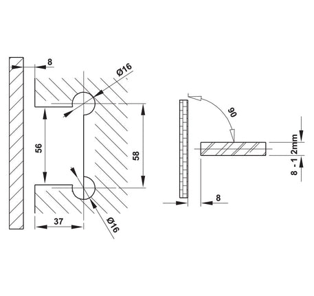 Bản lề kính tường 90° Hafele - 499 05