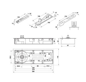 Bản lề sàn có chức năng giữ cửa Hafele EN3 - 499 30 117 dimd 457x431 crop center