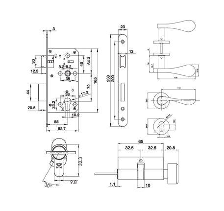 Bộ tay nắm Hafele nắp chụp tròn kiểu cong - 499 63