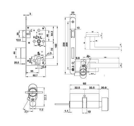 Bộ tay nắm Hafele nắp chụp vuông kiểu chữ nhật - 499 63
