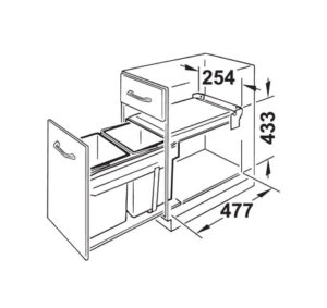 Thùng rác Hafele 2 ngăn, có ray kéo - 502 72 761 dimd 457x431 crop center