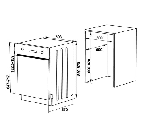 MÁY RỬA CHÉN BÁN ÂM MẶT ĐEN HAFELE HDW-HI60B (533.23.210)