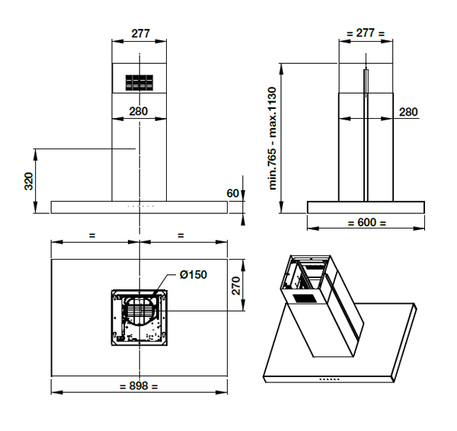 MÁY HÚT MÙI ĐẢO HAFELE 90CM HH-IS90A (539.81.715) - 539 81