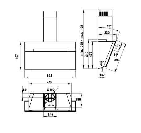 MÁY HÚT MÙI GẮN TƯỜNG HAFELE HH-WVG90B (539.89.335) - 539 89