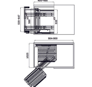 Rổ góc nan Ovan Hafele - OLLA - 548 21 022 32 dimd1 457x431 crop center