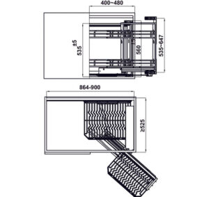 Rổ góc nan Ovan Hafele - OLLA - 548 21 022 32 dimd 457x431 crop center