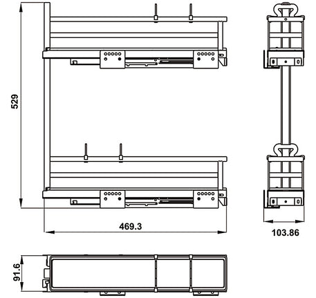 Bộ rổ gia vị Hafele - OMERO 150 ( lắp đặt bên trái ) - 549 20 840 dimd omero150 521216e4 0583 4e6d a8c4
