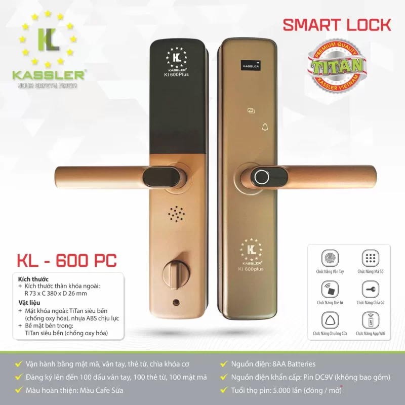 KHOÁ CỬA VÂN TAY KASSLER KL 600 PC TITAN - 56