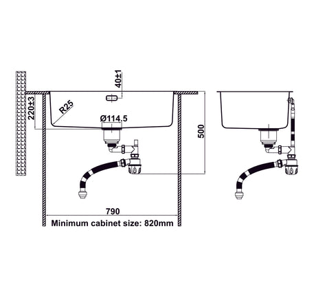CHẬU BẾP INOX HAFELE SATIN R25 HS24-SSN1S-760 (567.24.407) - 567 24