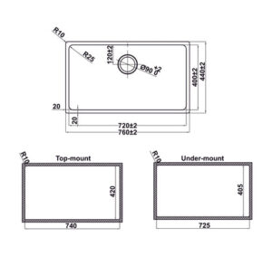 CHẬU BẾP INOX HAFELE SATIN R25 HS24-SSN1S-760 (567.24.407) - 567 24 407 dimd 457x431 crop center