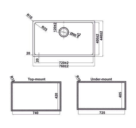 CHẬU BẾP INOX HAFELE SATIN R25 HS24-SSN1S-760 (567.24.407)