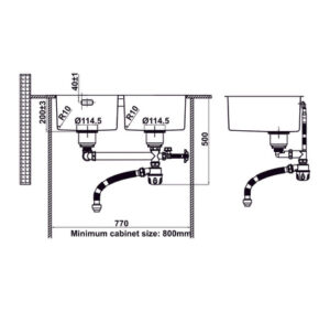 CHẬU BẾP INOX HAFELE SATIN R10 HS24-SSN2S-750 (567.24.240) - 567 24 427 dimd1 457x431 crop center