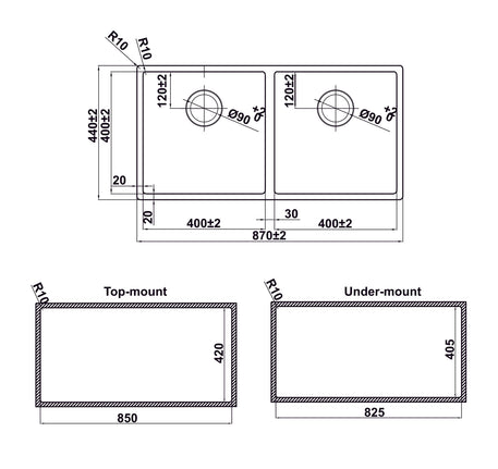 CHẬU BẾP INOX HAFELE SATIN R10 HS24-SSN2S-870 (567.24.250)