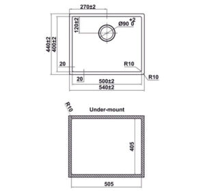 CHẬU BẾP INOX HAFELE SATIN R10 HS24-SSN1S-540 (567.24.457) - 567 24 457 dimd 457x431 crop center