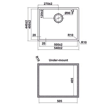 CHẬU BẾP INOX HAFELE SATIN R10 HS24-SSN1S-540 (567.24.457)