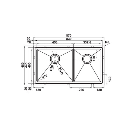 CHẬU INOX HAFELE HS21-SSN2S90 567.94.030 - 567 94