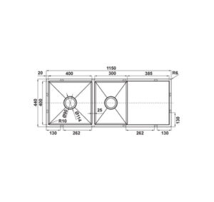 CHẬU INOX HAFELE HS21-SSD2S90L (567.94.050) - 567 94 050 dimd 1 457x431 crop center