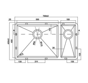 CHẬU INOX HAFELE – HS21-SSN2S80P (567.94.080) - 567 94 080 dimd 457x431 crop center