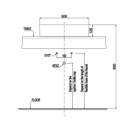 Chậu sứ đặt bàn Hafele - Sapporo 500 - 588 79