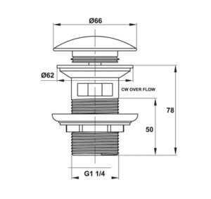 Bộ xả nhấn cho chậu Hafele có xả tràn, màu đen - 589 25 848 dimd 457x431 crop center