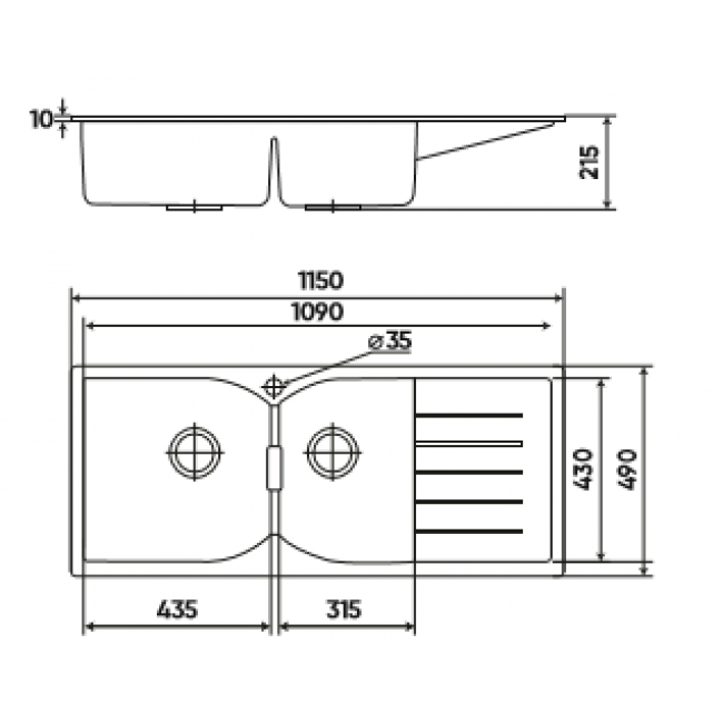 Chậu rửa KAFF GRANITE KF-MIRO-1150 - 6 650x650 2
