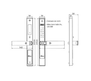 Khoá cửa nhôm thông minh Demax El689 GS - Chống nước App Wifi tích hợp camera an ninh của Đức - 689