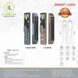 KHOÁ VÂN TAY KASSLER KL 899 CNC BLUE GRAY FACE ID APP WIFI - 73 1