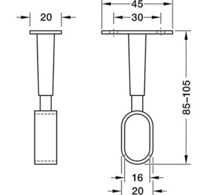 Bas đỡ thanh nhôm móc áo Hafele bắt vít vào kệ dưới - 802 07 200 dimd 457x431 crop center