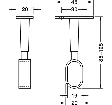 Bas đỡ thanh nhôm móc áo Hafele bắt vít vào kệ dưới - 802 07
