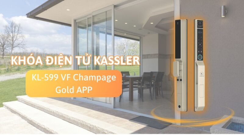 HÌNH ẢNH THỰC TẾ CỦA KHÓA THÔNG MINH CỬA NHÔM KASSLER KL 599 VF CHAMPAGNE GOLD APP
