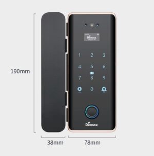 Khóa vân tay cửa kính Demax SL900 G Viền Đồng App Wifi, Face ID 3D, Remote của Đức - 900g1 3