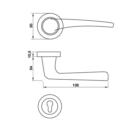 Tay nắm cửa phòng Hafele - LEMANS màu đen - 901 79