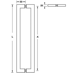 Tay nắm kéo dạng vuông Hafele - 903 02 000 dimd 457x431 crop center
