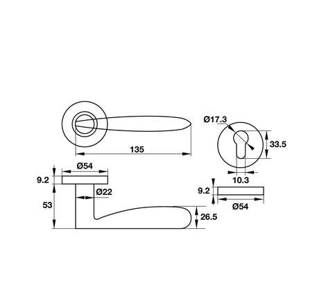 Tay nắm cửa phòng Hafele 2 - 903 98