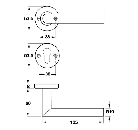 Bộ tay nắm gạt Hafele có nắp che - 903 98