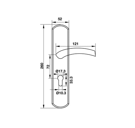 Tay nắm cửa chính đế dài Hafele - Round mở phải - 903 99