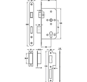 Thân khóa Hafele SASHLOCK - 911 02 154 dimd3 457x431 crop center