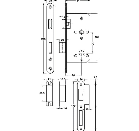 Thân khóa Hafele SASHLOCK - 911 02