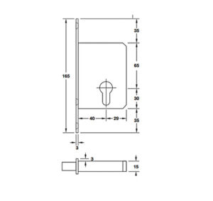 Thân khóa cửa trượt Hafele - 911 26 277 dimd2 457x431 crop center
